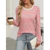 imageANRABESS Womens Puff Long Sleeve Shirts Crewneck Fall Tops Basic Dressy Casual Blouses 2025 Trendy OutfitsStripe Red