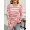 imageANRABESS Womens Puff Long Sleeve Shirts Crewneck Fall Tops Basic Dressy Casual Blouses 2025 Trendy OutfitsStripe Red