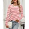 imageANRABESS Womens Puff Long Sleeve Shirts Crewneck Fall Tops Basic Dressy Casual Blouses 2025 Trendy OutfitsStripe Red