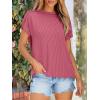 imageANRABESS Womens Short Sleeve Crewneck Shirts Ribbed Knit High Low Hem T Shirt 2025 Summer Spring Casual Tops Trendy ClothesCoral Pink