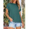 imageANRABESS Womens Short Sleeve Crewneck Shirts Ribbed Knit High Low Hem T Shirt 2025 Summer Spring Casual Tops Trendy ClothesDeep Green