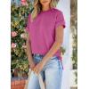 imageANRABESS Womens Short Sleeve Crewneck Shirts Ribbed Knit High Low Hem T Shirt 2025 Summer Spring Casual Tops Trendy ClothesHot Pink