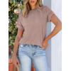 imageANRABESS Womens Short Sleeve Crewneck Shirts Ribbed Knit High Low Hem T Shirt 2025 Summer Spring Casual Tops Trendy ClothesKhaki Pink