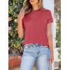 imageANRABESS Womens Short Sleeve Crewneck Shirts Ribbed Knit High Low Hem T Shirt 2025 Summer Spring Casual Tops Trendy ClothesRed