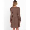 imageANRABESS Womens Square Neck Long Sleeve Fall Dress Casual Ribbed Knit Soft 2025 Trendy Short Sweater Dresses with PocketsBrown