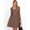 imageANRABESS Womens Square Neck Long Sleeve Fall Dress Casual Ribbed Knit Soft 2025 Trendy Short Sweater Dresses with PocketsBrown