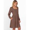 imageANRABESS Womens Square Neck Long Sleeve Fall Dress Casual Ribbed Knit Soft 2025 Trendy Short Sweater Dresses with PocketsBrown