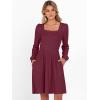 imageANRABESS Womens Square Neck Long Sleeve Fall Dress Casual Ribbed Knit Soft 2025 Trendy Short Sweater Dresses with PocketsBurgundy