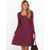 imageANRABESS Womens Square Neck Long Sleeve Fall Dress Casual Ribbed Knit Soft 2025 Trendy Short Sweater Dresses with PocketsBurgundy