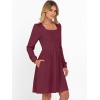 imageANRABESS Womens Square Neck Long Sleeve Fall Dress Casual Ribbed Knit Soft 2025 Trendy Short Sweater Dresses with PocketsBurgundy