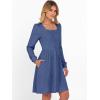 imageANRABESS Womens Square Neck Long Sleeve Fall Dress Casual Ribbed Knit Soft 2025 Trendy Short Sweater Dresses with PocketsDark Blue