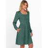 imageANRABESS Womens Square Neck Long Sleeve Fall Dress Casual Ribbed Knit Soft 2025 Trendy Short Sweater Dresses with PocketsGreen