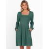 imageANRABESS Womens Square Neck Long Sleeve Fall Dress Casual Ribbed Knit Soft 2025 Trendy Short Sweater Dresses with PocketsGreen