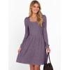 imageANRABESS Womens Square Neck Long Sleeve Fall Dress Casual Ribbed Knit Soft 2025 Trendy Short Sweater Dresses with PocketsPurple