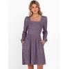 imageANRABESS Womens Square Neck Long Sleeve Fall Dress Casual Ribbed Knit Soft 2025 Trendy Short Sweater Dresses with PocketsPurple