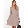 imageANRABESS Womens Square Neck Long Sleeve Fall Dress Casual Ribbed Knit Soft 2025 Trendy Short Sweater Dresses with PocketsTan