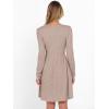 imageANRABESS Womens Square Neck Long Sleeve Fall Dress Casual Ribbed Knit Soft 2025 Trendy Short Sweater Dresses with PocketsTan