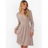 imageANRABESS Womens Square Neck Long Sleeve Fall Dress Casual Ribbed Knit Soft 2025 Trendy Short Sweater Dresses with PocketsTan