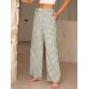 imageANRABESS Womens Striped Gingham Pants 2025 Pajama Lounge Boxer Pants Cute PJ Bottoms Casual Wide Leg Trousers with PocketsArmy Green White Plaid