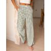 imageANRABESS Womens Striped Gingham Pants 2025 Pajama Lounge Boxer Pants Cute PJ Bottoms Casual Wide Leg Trousers with PocketsArmy Green White Plaid