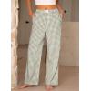 imageANRABESS Womens Striped Gingham Pants 2025 Pajama Lounge Boxer Pants Cute PJ Bottoms Casual Wide Leg Trousers with PocketsArmy Green White Plaid