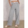 imageANRABESS Womens Striped Gingham Pants 2025 Pajama Lounge Boxer Pants Cute PJ Bottoms Casual Wide Leg Trousers with PocketsBlack White Stripe