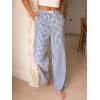 imageANRABESS Womens Striped Gingham Pants 2025 Pajama Lounge Boxer Pants Cute PJ Bottoms Casual Wide Leg Trousers with PocketsBlue White Plaid