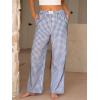 imageANRABESS Womens Striped Gingham Pants 2025 Pajama Lounge Boxer Pants Cute PJ Bottoms Casual Wide Leg Trousers with PocketsBlue White Plaid