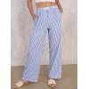 imageANRABESS Womens Striped Gingham Pants 2025 Pajama Lounge Boxer Pants Cute PJ Bottoms Casual Wide Leg Trousers with PocketsBlue White Stripe