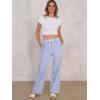 imageANRABESS Womens Striped Gingham Pants 2025 Pajama Lounge Boxer Pants Cute PJ Bottoms Casual Wide Leg Trousers with PocketsBlue White Stripe