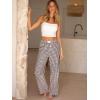 imageANRABESS Womens Striped Gingham Pants 2025 Pajama Lounge Boxer Pants Cute PJ Bottoms Casual Wide Leg Trousers with PocketsBrown White Plaid