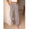 imageANRABESS Womens Striped Gingham Pants 2025 Pajama Lounge Boxer Pants Cute PJ Bottoms Casual Wide Leg Trousers with PocketsBrown White Plaid