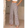 imageANRABESS Womens Striped Gingham Pants 2025 Pajama Lounge Boxer Pants Cute PJ Bottoms Casual Wide Leg Trousers with PocketsBrown White Plaid