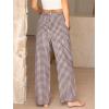imageANRABESS Womens Striped Gingham Pants 2025 Pajama Lounge Boxer Pants Cute PJ Bottoms Casual Wide Leg Trousers with PocketsBrown White Plaid