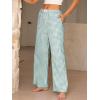 imageANRABESS Womens Striped Gingham Pants 2025 Pajama Lounge Boxer Pants Cute PJ Bottoms Casual Wide Leg Trousers with PocketsGreen White Plaid
