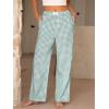 imageANRABESS Womens Striped Gingham Pants 2025 Pajama Lounge Boxer Pants Cute PJ Bottoms Casual Wide Leg Trousers with PocketsGreen White Plaid