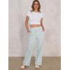 imageANRABESS Womens Striped Gingham Pants 2025 Pajama Lounge Boxer Pants Cute PJ Bottoms Casual Wide Leg Trousers with PocketsGreen White Stripe