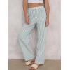 imageANRABESS Womens Striped Gingham Pants 2025 Pajama Lounge Boxer Pants Cute PJ Bottoms Casual Wide Leg Trousers with PocketsGreen White Stripe