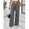imageANRABESS Womens Striped Gingham Pants 2025 Pajama Lounge Boxer Pants Cute PJ Bottoms Casual Wide Leg Trousers with PocketsMulti Black Plaid