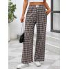 imageANRABESS Womens Striped Gingham Pants 2025 Pajama Lounge Boxer Pants Cute PJ Bottoms Casual Wide Leg Trousers with PocketsMulti Coffee Plaid