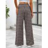 imageANRABESS Womens Striped Gingham Pants 2025 Pajama Lounge Boxer Pants Cute PJ Bottoms Casual Wide Leg Trousers with PocketsMulti Coffee Plaid