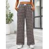 imageANRABESS Womens Striped Gingham Pants 2025 Pajama Lounge Boxer Pants Cute PJ Bottoms Casual Wide Leg Trousers with PocketsMulti Coffee Plaid