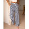 imageANRABESS Womens Striped Gingham Pants 2025 Pajama Lounge Boxer Pants Cute PJ Bottoms Casual Wide Leg Trousers with PocketsNavy Blue White Plaid