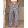imageANRABESS Womens Striped Gingham Pants 2025 Pajama Lounge Boxer Pants Cute PJ Bottoms Casual Wide Leg Trousers with PocketsNavy Blue White Plaid
