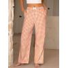imageANRABESS Womens Striped Gingham Pants 2025 Pajama Lounge Boxer Pants Cute PJ Bottoms Casual Wide Leg Trousers with PocketsOrange White Plaid