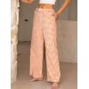 imageANRABESS Womens Striped Gingham Pants 2025 Pajama Lounge Boxer Pants Cute PJ Bottoms Casual Wide Leg Trousers with PocketsOrange White Plaid