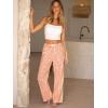 imageANRABESS Womens Striped Gingham Pants 2025 Pajama Lounge Boxer Pants Cute PJ Bottoms Casual Wide Leg Trousers with PocketsOrange White Plaid