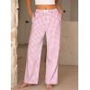 imageANRABESS Womens Striped Gingham Pants 2025 Pajama Lounge Boxer Pants Cute PJ Bottoms Casual Wide Leg Trousers with PocketsPink White Plaid