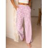imageANRABESS Womens Striped Gingham Pants 2025 Pajama Lounge Boxer Pants Cute PJ Bottoms Casual Wide Leg Trousers with PocketsPink White Plaid