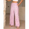 imageANRABESS Womens Striped Gingham Pants 2025 Pajama Lounge Boxer Pants Cute PJ Bottoms Casual Wide Leg Trousers with PocketsPink White Plaid